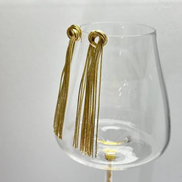 A011 Liquid Gold Tassel Drop Earrings
